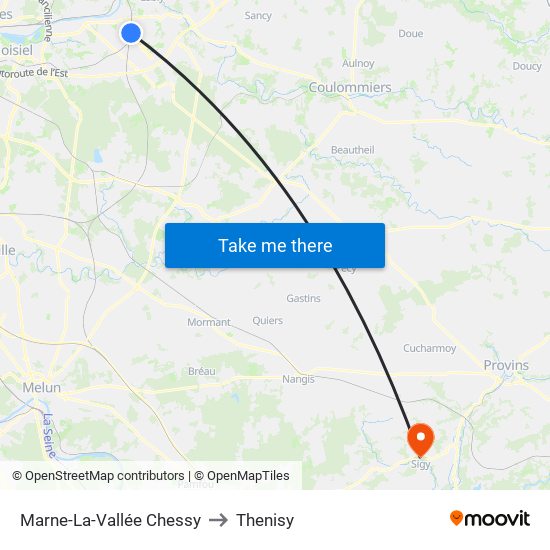 Marne-La-Vallée Chessy to Thenisy map