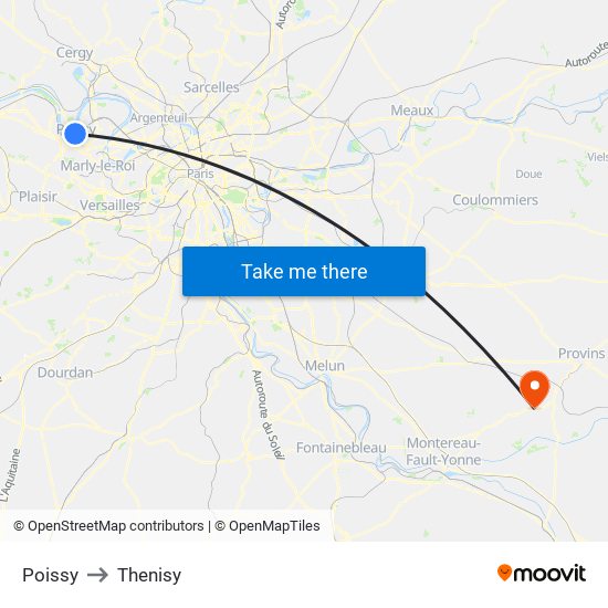 Poissy to Thenisy map