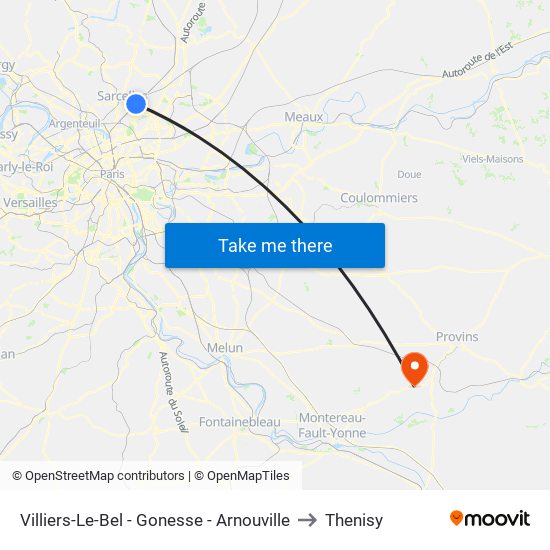 Villiers-Le-Bel - Gonesse - Arnouville to Thenisy map