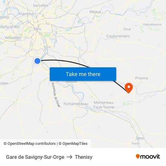 Gare de Savigny-Sur-Orge to Thenisy map