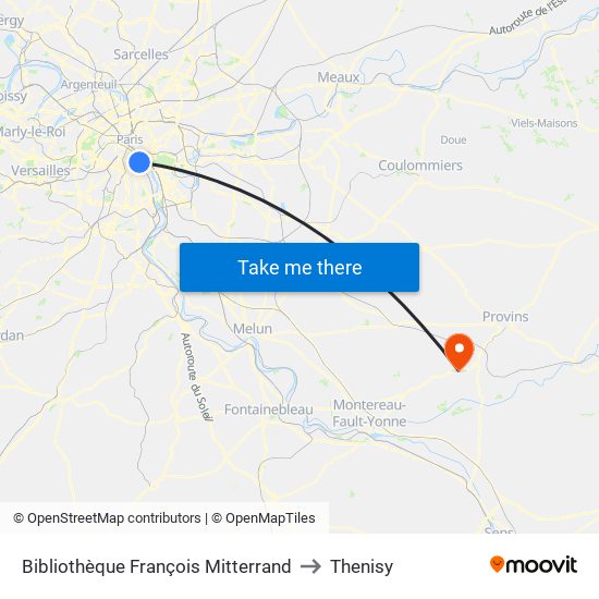 Bibliothèque François Mitterrand to Thenisy map