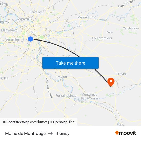 Mairie de Montrouge to Thenisy map