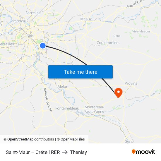 Saint-Maur – Créteil RER to Thenisy map