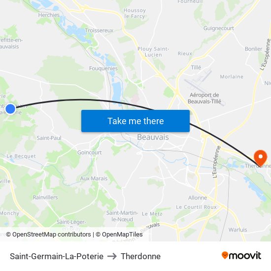 Saint-Germain-La-Poterie to Therdonne map