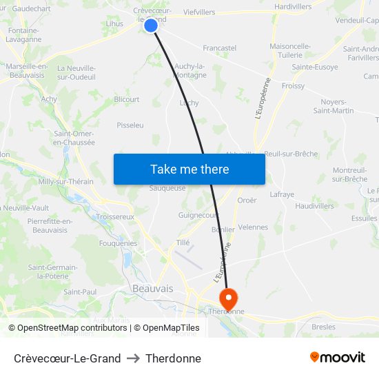 Crèvecœur-Le-Grand to Therdonne map
