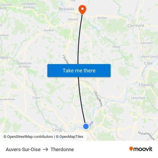 Auvers-Sur-Oise to Therdonne map