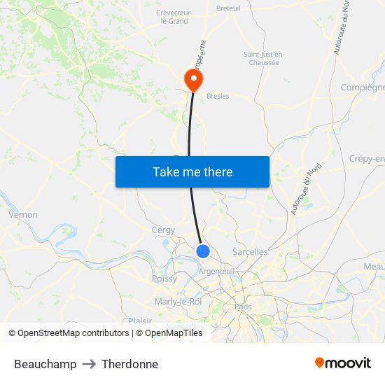 Beauchamp to Therdonne map