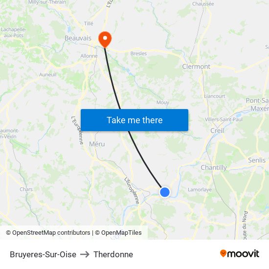 Bruyeres-Sur-Oise to Therdonne map