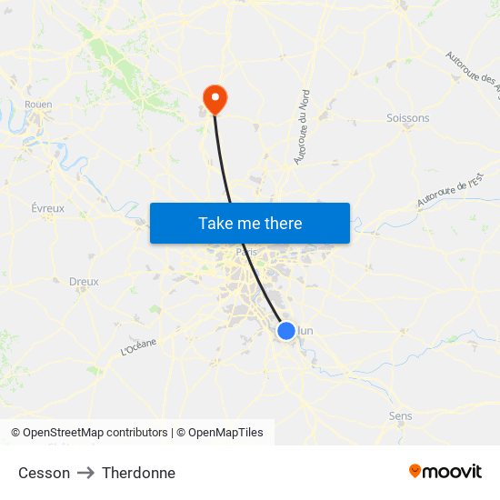 Cesson to Therdonne map