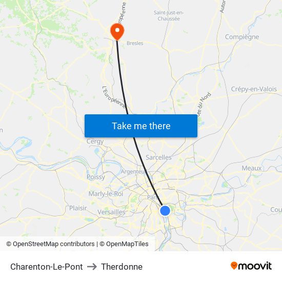 Charenton-Le-Pont to Therdonne map