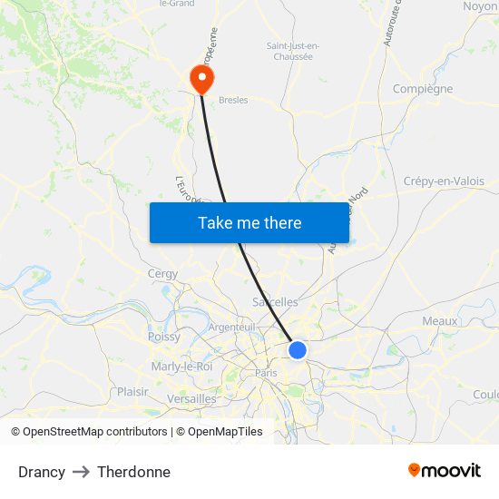 Drancy to Therdonne map