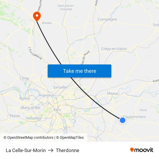 La Celle-Sur-Morin to Therdonne map
