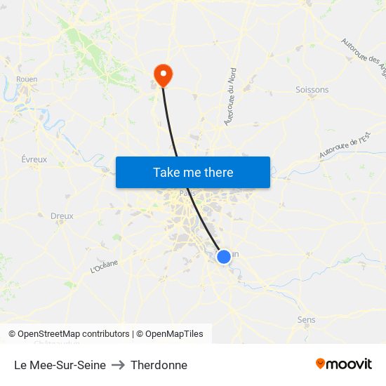 Le Mee-Sur-Seine to Therdonne map