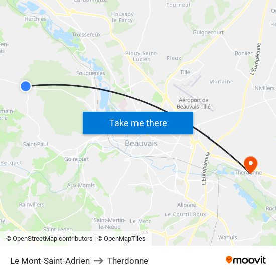 Le Mont-Saint-Adrien to Therdonne map