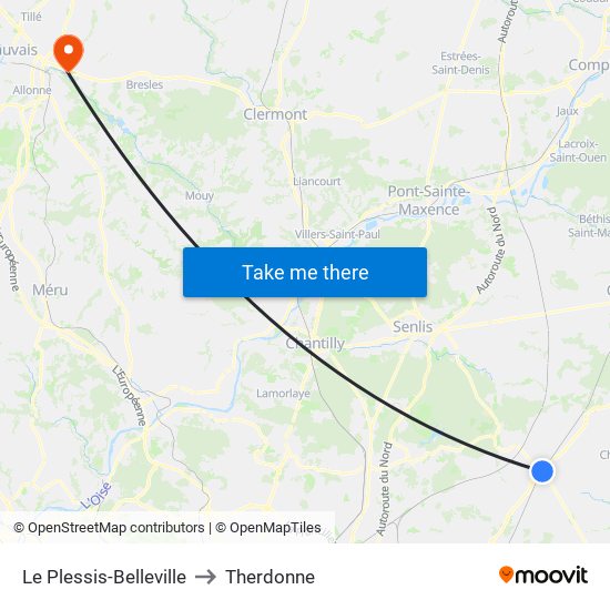 Le Plessis-Belleville to Therdonne map