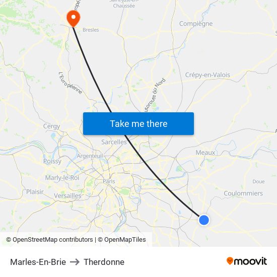 Marles-En-Brie to Therdonne map