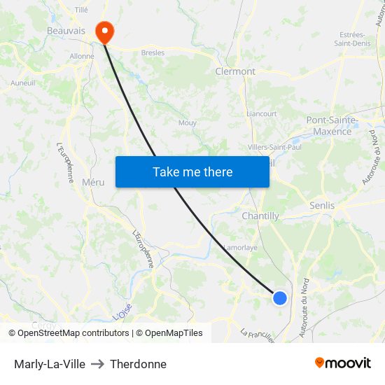 Marly-La-Ville to Therdonne map