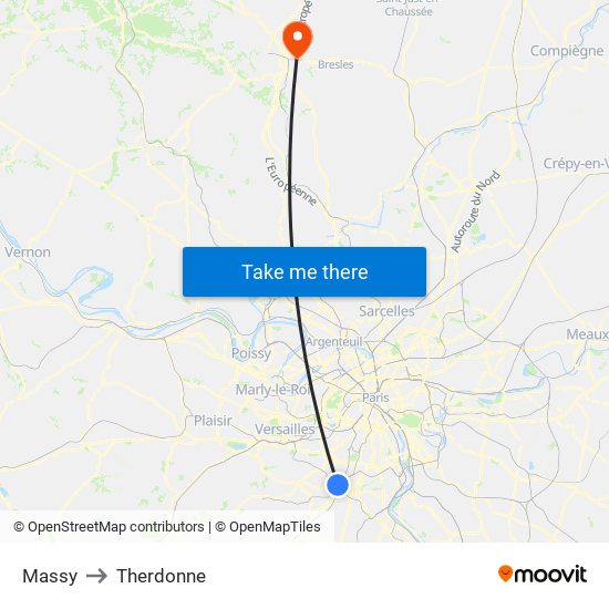Massy to Therdonne map