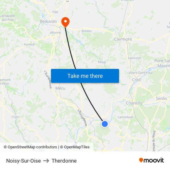 Noisy-Sur-Oise to Therdonne map