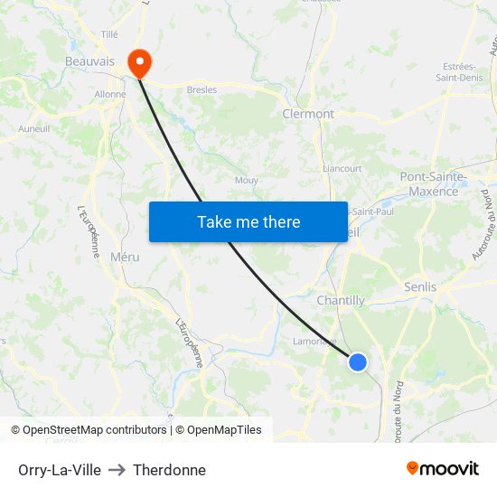 Orry-La-Ville to Therdonne map