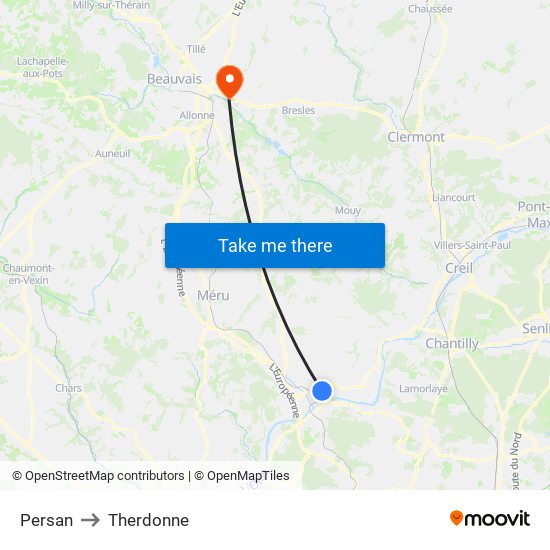 Persan to Therdonne map