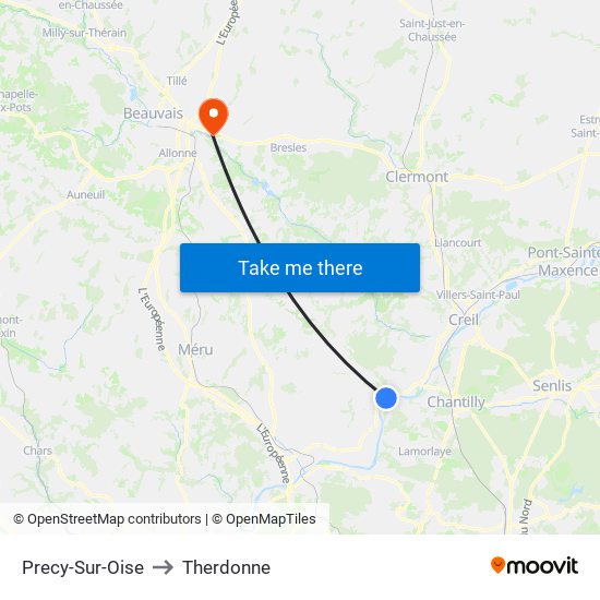 Precy-Sur-Oise to Therdonne map