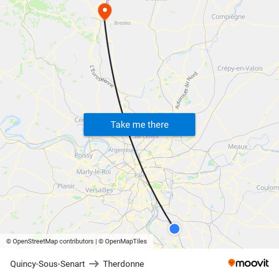 Quincy-Sous-Senart to Therdonne map