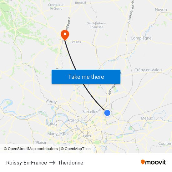 Roissy-En-France to Therdonne map