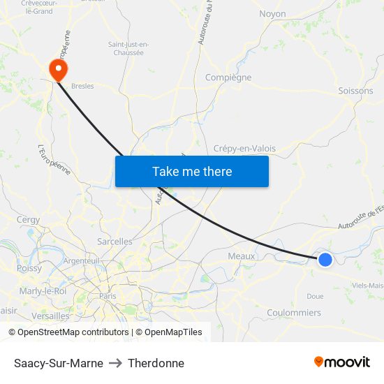 Saacy-Sur-Marne to Therdonne map
