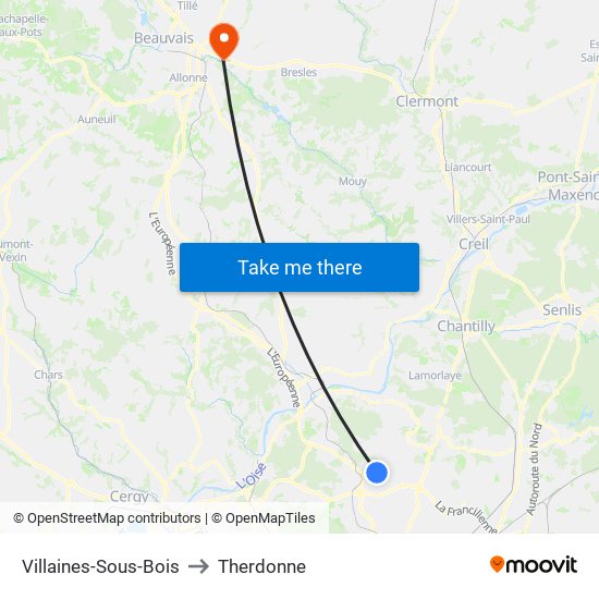 Villaines-Sous-Bois to Therdonne map