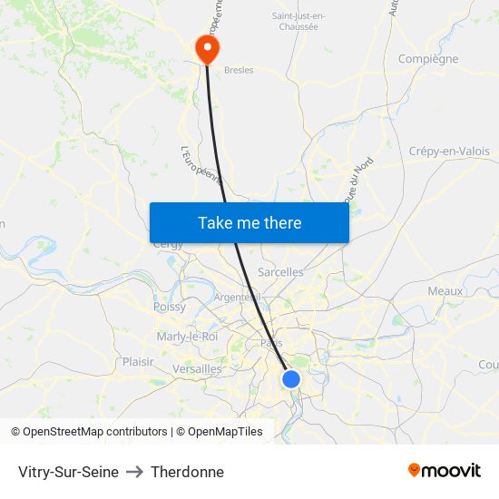 Vitry-Sur-Seine to Therdonne map