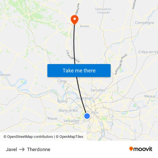Javel to Therdonne map
