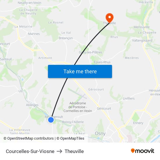 Courcelles-Sur-Viosne to Theuville map