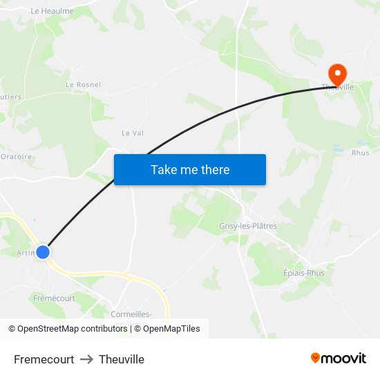 Fremecourt to Theuville map