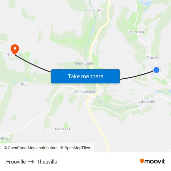 Frouville to Theuville map