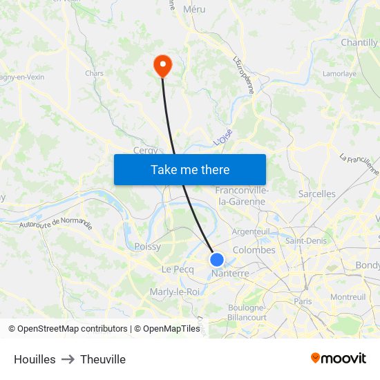 Houilles to Theuville map
