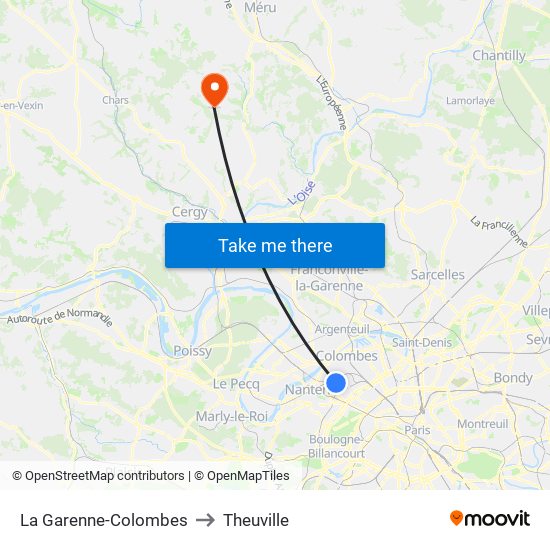 La Garenne-Colombes to Theuville map