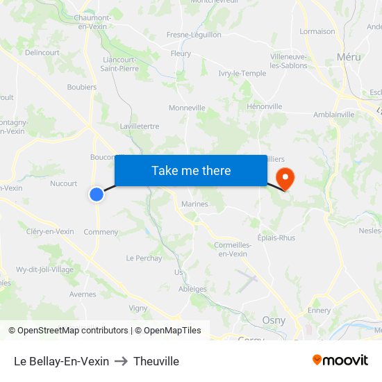 Le Bellay-En-Vexin to Theuville map