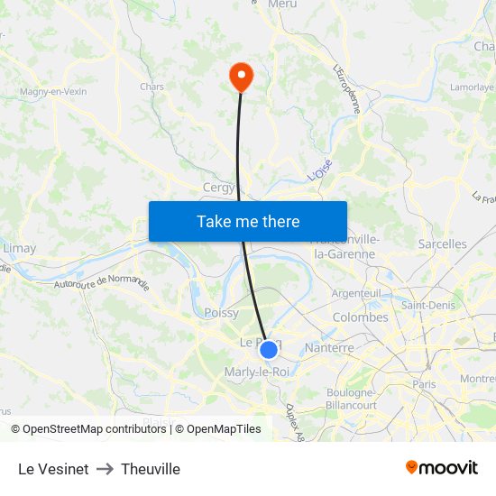 Le Vesinet to Theuville map