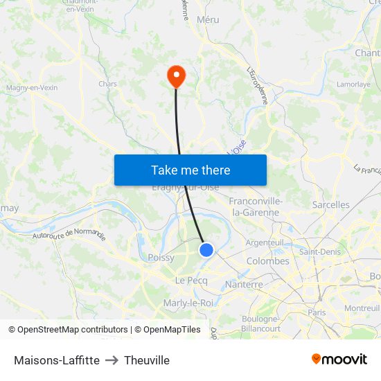 Maisons-Laffitte to Theuville map