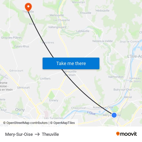 Mery-Sur-Oise to Theuville map