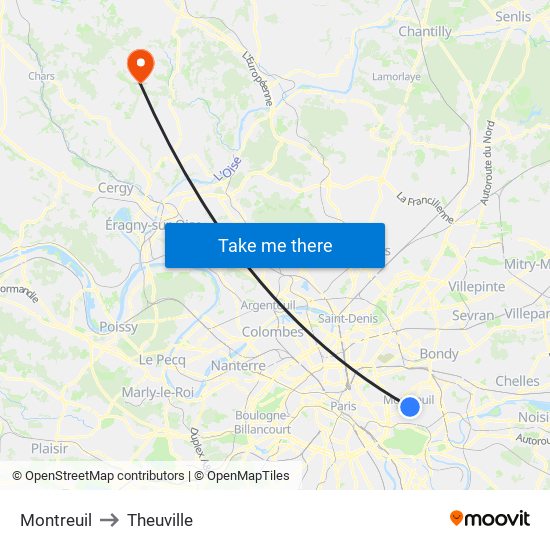Montreuil to Theuville map
