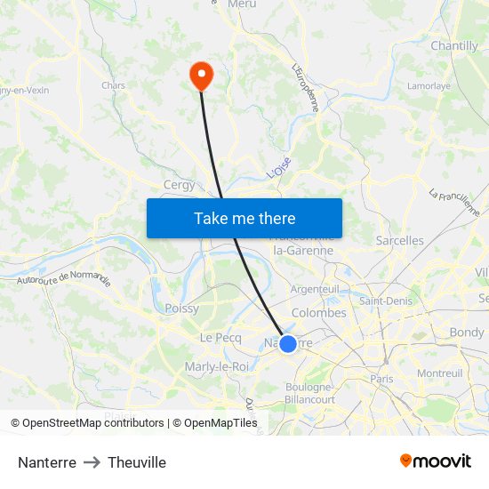 Nanterre to Theuville map