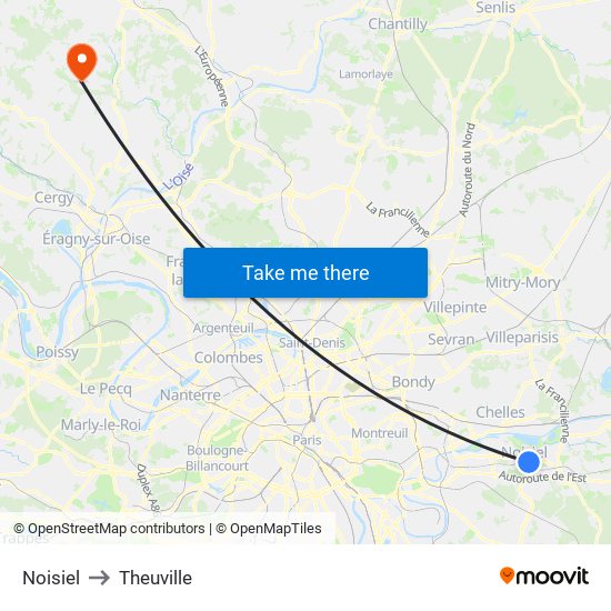 Noisiel to Theuville map