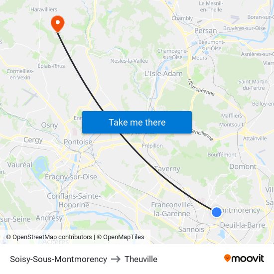 Soisy-Sous-Montmorency to Theuville map