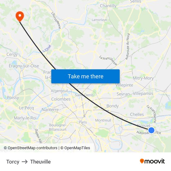 Torcy to Theuville map