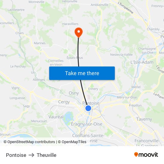 Pontoise to Theuville map