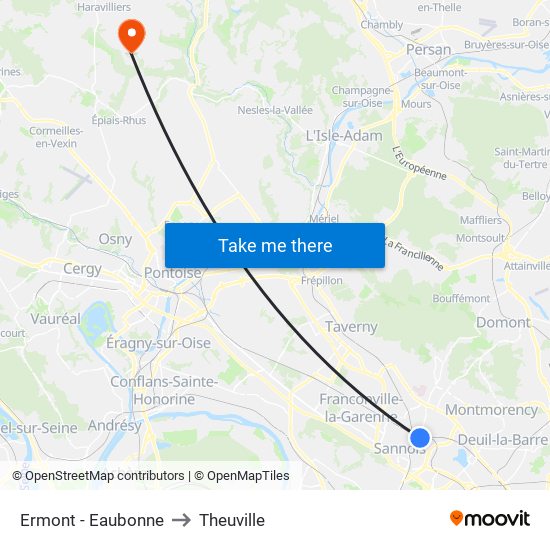 Ermont - Eaubonne to Theuville map