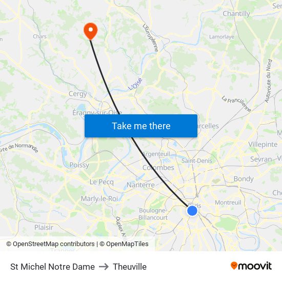 St Michel Notre Dame to Theuville map