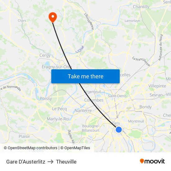 Gare D'Austerlitz to Theuville map